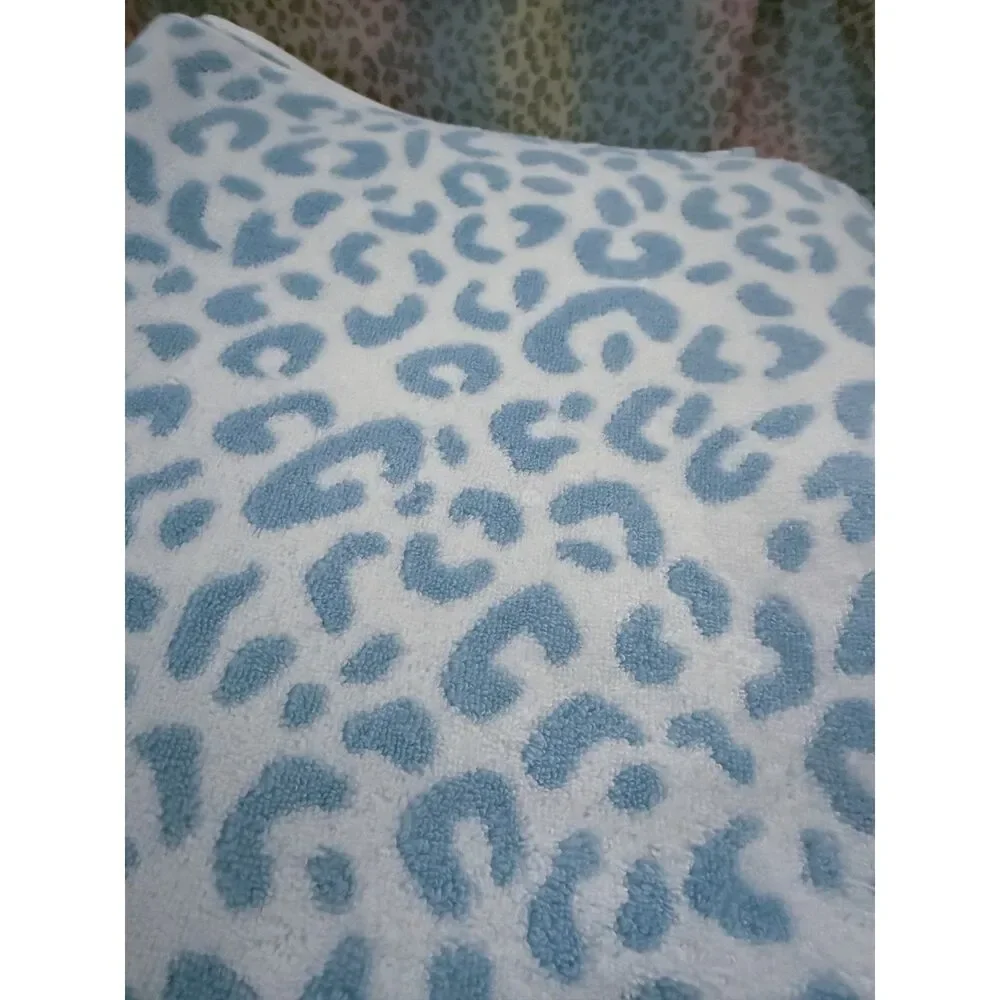 NeoSoft Blue Leopard Print Cotton Bath Sheet, Bath, 2 x Hand Towels reversable